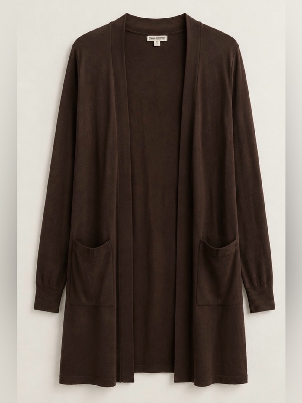 Zenana Chocolate Brown Duster Cardigan with Pocket - Size Small